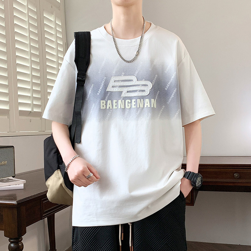 渐变扎染印花设计宽松舒适上衣