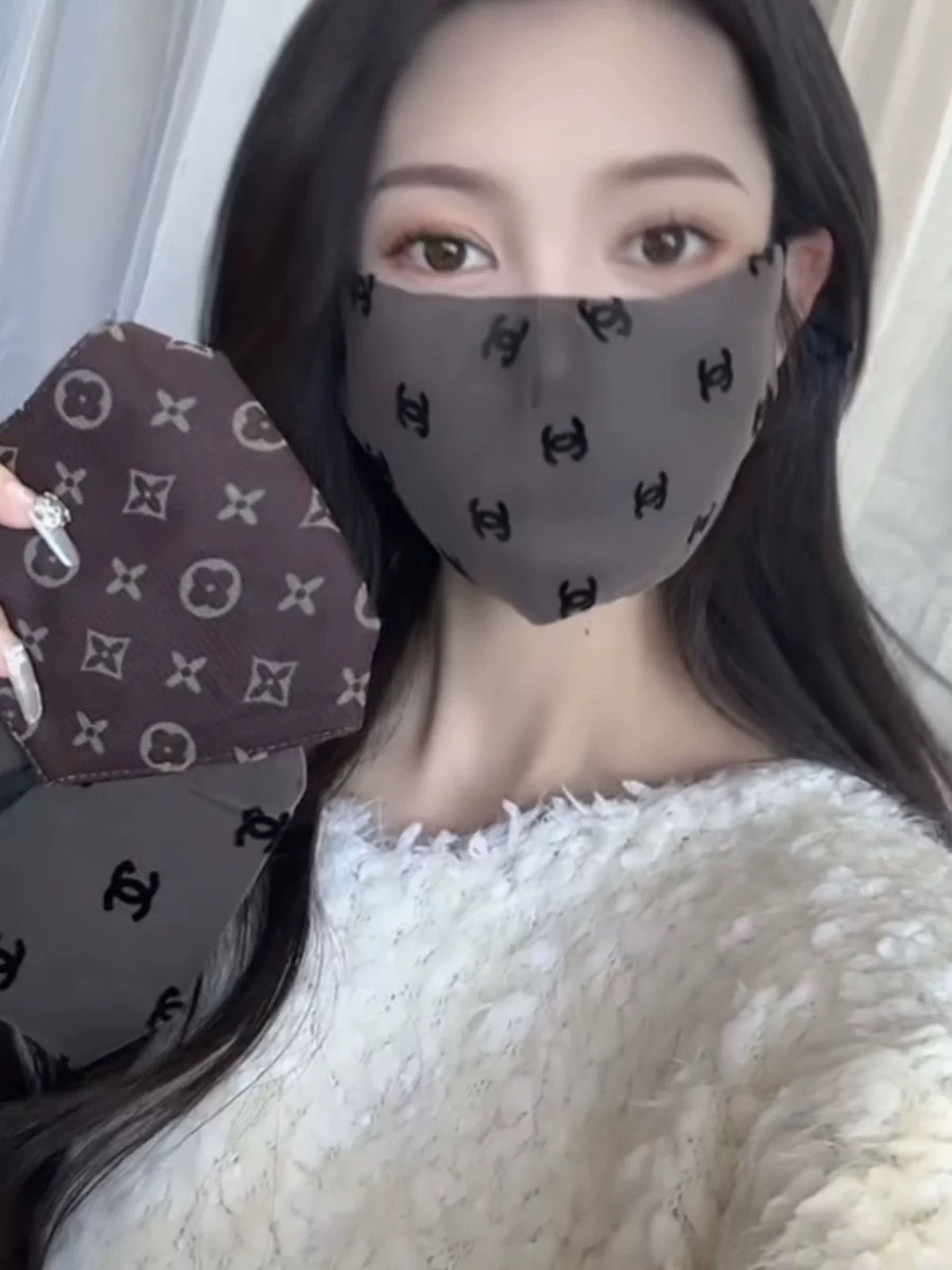 网红同款加棉老花小香护脸巾口罩可水洗网红新款防尘不沾口红热销