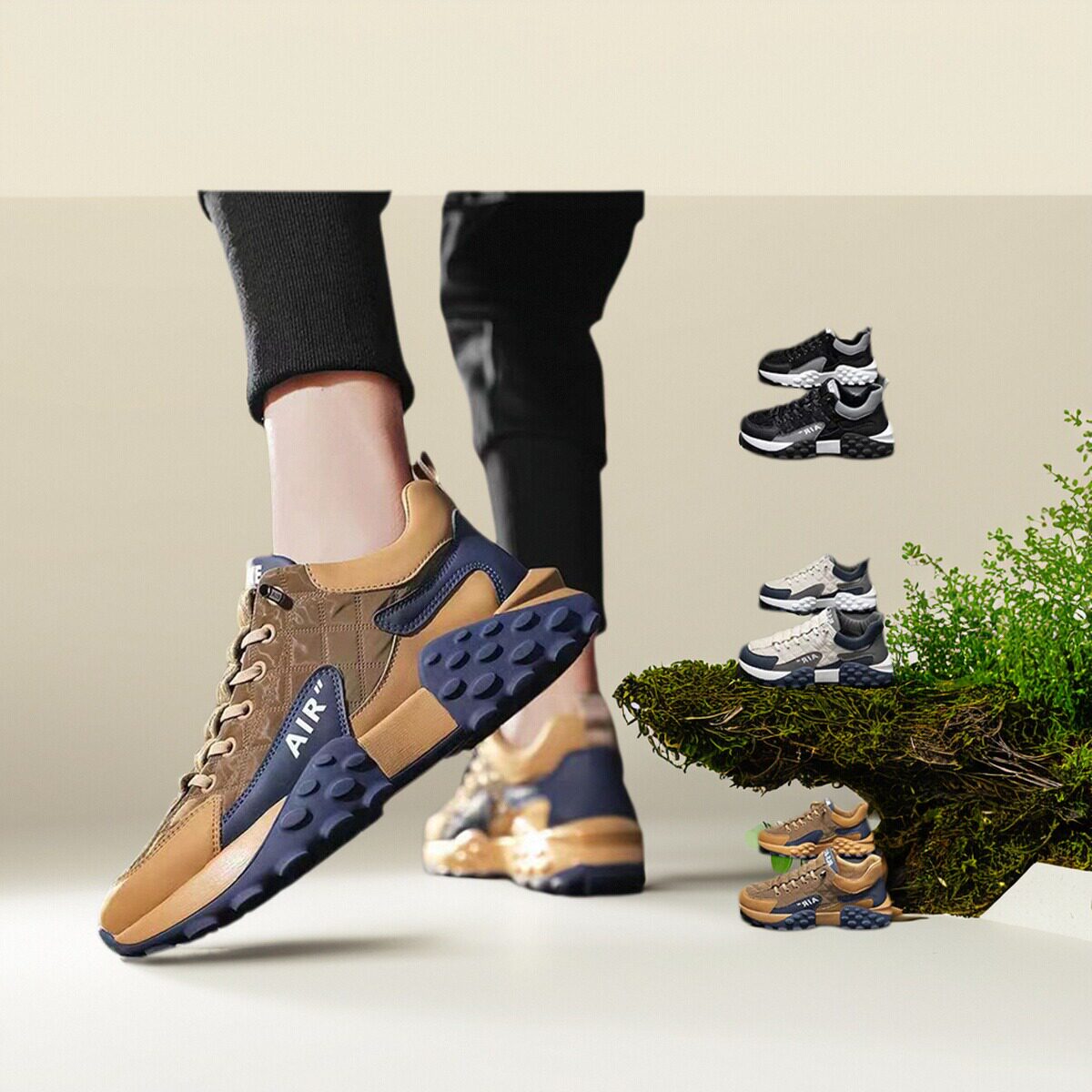 蓝鹰男鞋春季新款sneakers运动鞋时尚厚底pd大人净化眼球跑步鞋