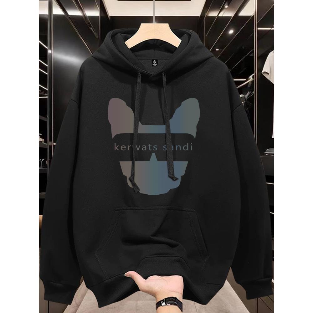 全国时尚品牌连帽运动衫的男子2025新秋季薄宽松的美国覆古天鹅绒