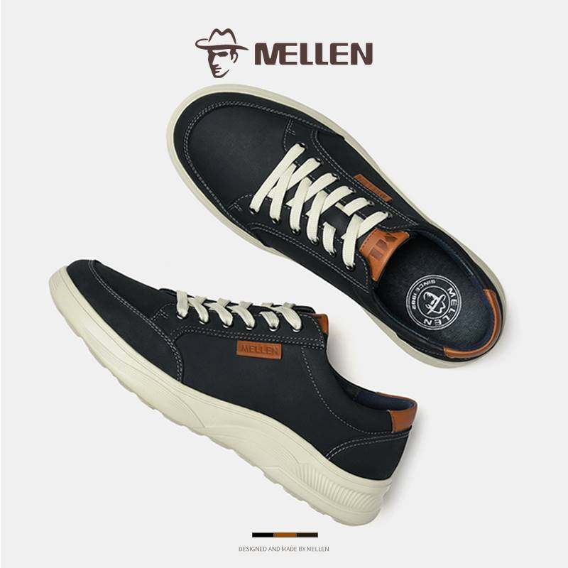 MELLEN名郎男鞋2023秋冬新款户外休闲鞋男皮鞋百搭鞋子板鞋男厚底