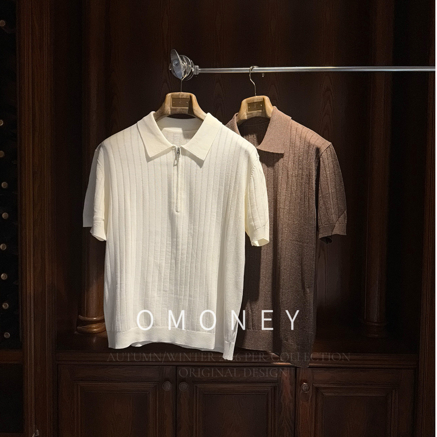 OMoney针织男款透气短袖T恤