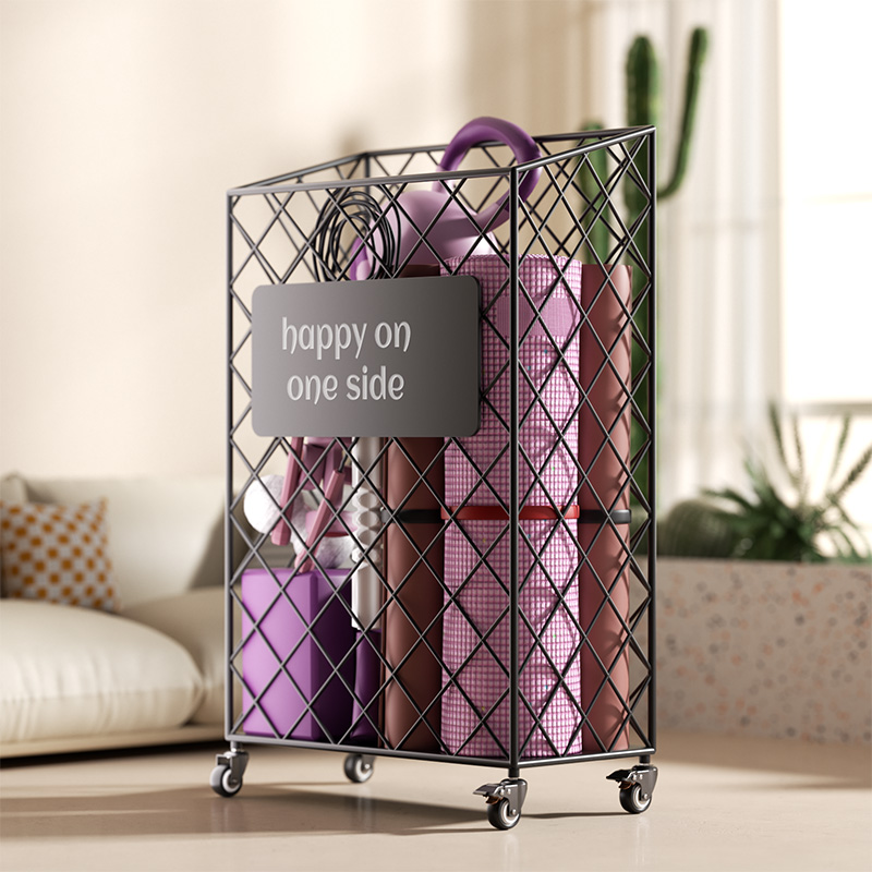 瑜珈垫收纳筐可移动健身器材收纳层架家用带轮多功能运动器材置物