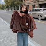 小个子连帽工装短款派克服女冬季2025年新款加绒加厚棉服棉衣外套