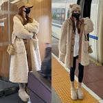 假两件中长款羊羔毛外套女2025新款爆款秋冬皮毛一体加厚保暖大衣