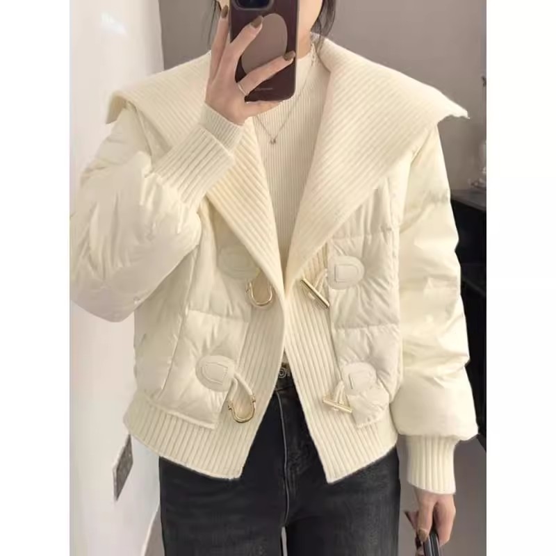 胖mm大码女装短款拼接羽绒棉服女冬季新款棉衣高级感显瘦韩系外套