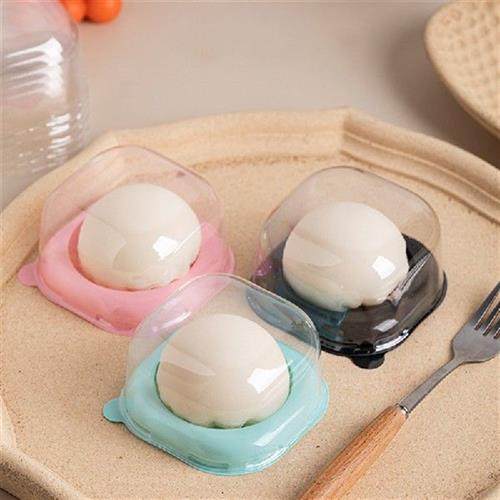 极速50pcs Round Pmlastic Packaging Box Egg-Yolk Puff Contain