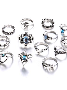 极速temperament jewelry retro inlaid diamondO knuckle ring 1