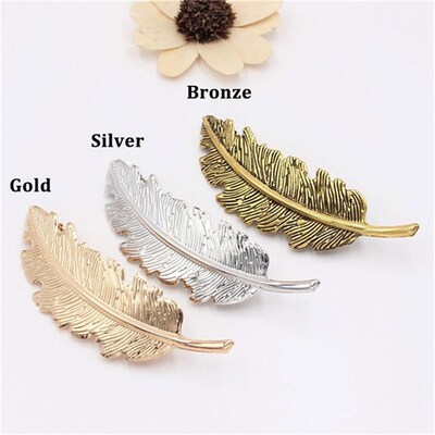 极速Neaw Alloy Vintage Hair Clip Feather Leaf Shape Barrette