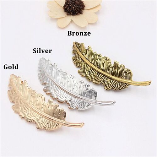 极速Neaw Alloy Vintage Hair Clip Feather Leaf Shape Barrette