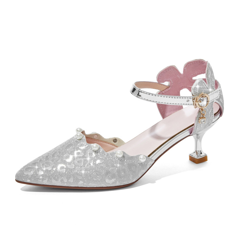 新品女童尖头水晶皮鞋公主鞋w小女孩走秀礼服鞋中大童演出鞋儿童