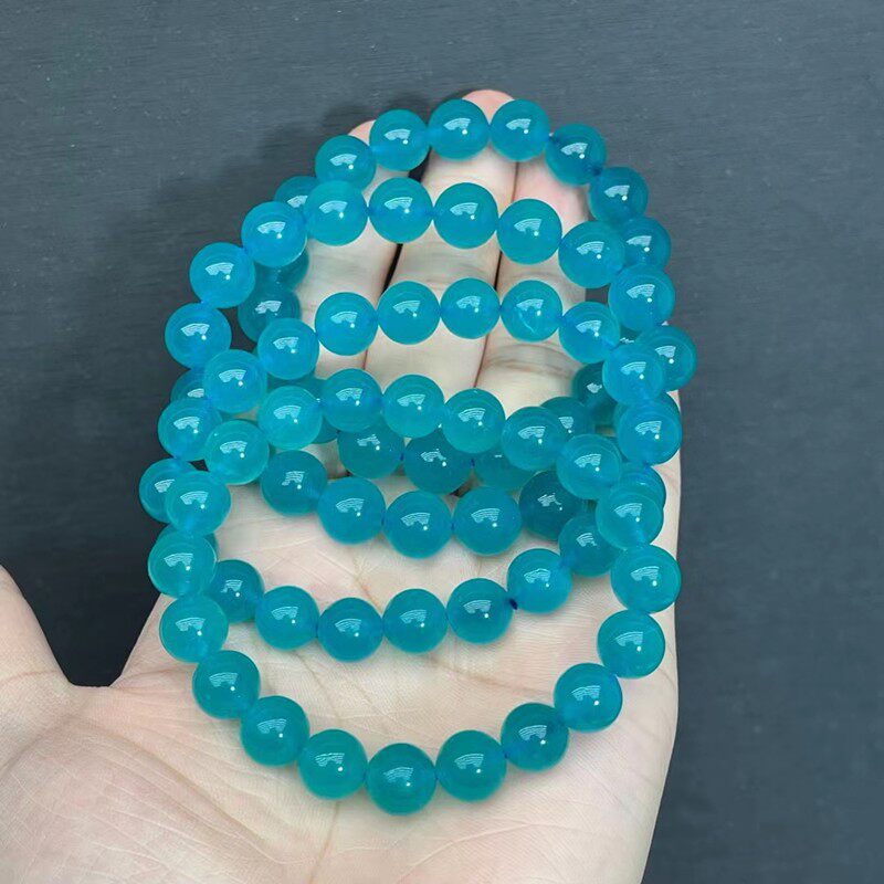 新品新疆高冰天河l石手链 单圈手串 颜色深 晶体透 品相好