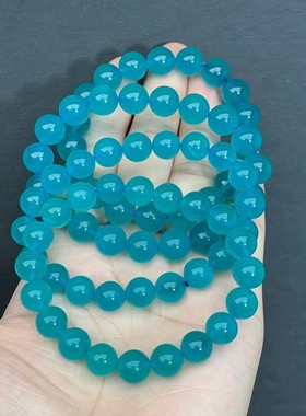 新品新疆高冰天河l石手链 单圈手串 颜色深 晶体透 品相好