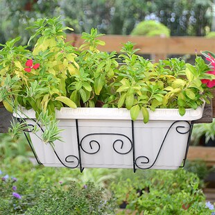 极速花盆种菜盆塑料n长方形花盆挂架铁艺阳台栏杆露台壁挂简约铁