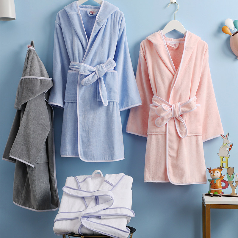 新品A类 c儿童浴袍纯棉男童四季通用吸水速干女童小女孩浴衣中大