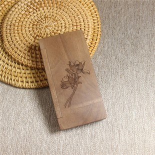 极速黑檀木翻盖卧香炉胡桃木便携线香炉G3.5寸香盒木质香薰炉室内