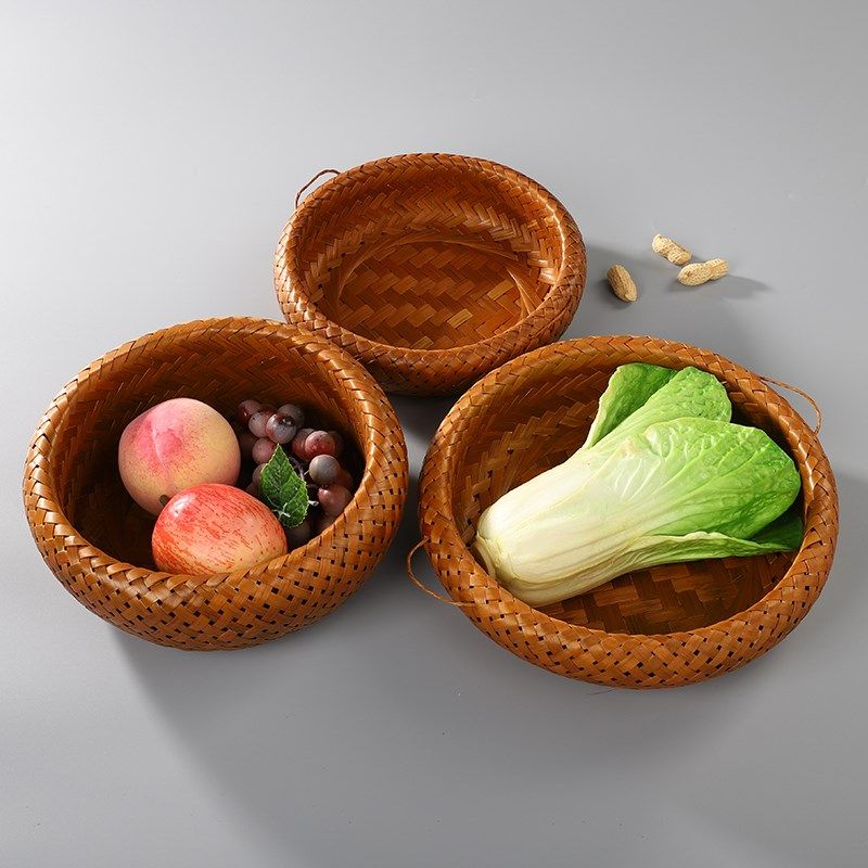 极速竹编咖色鸟巢篮竹制品圆簸箕农家水果馒O头筐干果零食收纳筐,特色手工艺,竹编/竹雕,淘宝优惠券,粉丝福利购,淘宝优惠卷