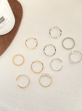 极速5pcs/Set Womlen Rings Set New Boho Style Wave Shape Ring