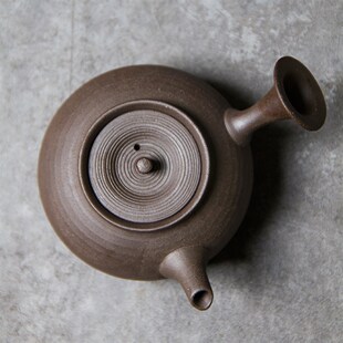新品手工复古粗陶茶壶土陶侧把小壶功夫茶具急需壶带过Z滤普洱煮