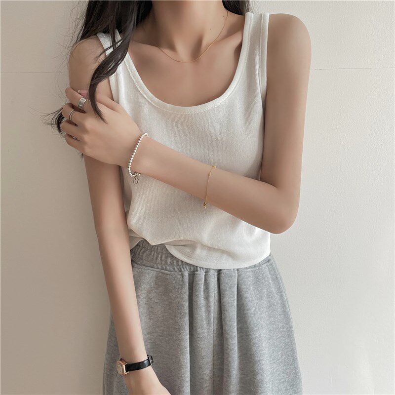 新品黑色针织吊带背心女春夏外穿内搭设计感小众R内搭打底短款辣