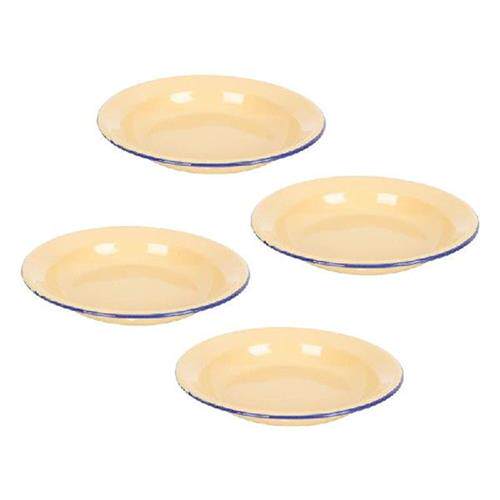 新品4Pcs Enamel Fruit Shallow Plate PJastry Tray Household