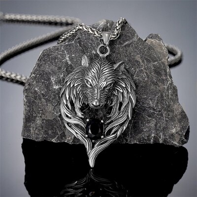 极速Punk Nforse Mythology Odins Wolf Necklaces Men Gold Col