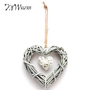 极速Hot Wicker Heart Wreath Hanging HeaMrt Rattan Sepak Ta