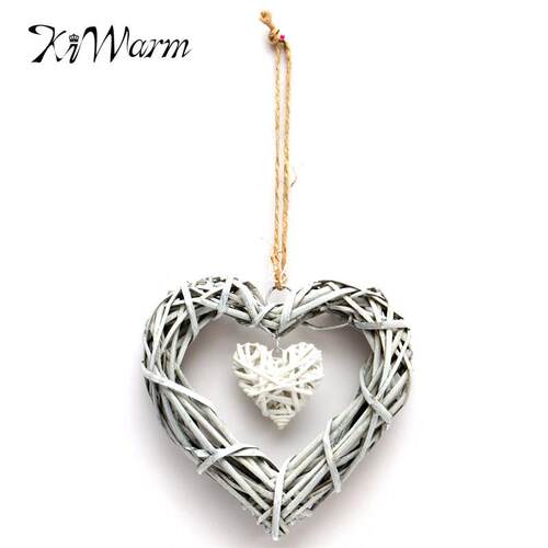 极速Hot Wicker Heart Wreath Hanging HeaMrt Rattan Sepak Ta