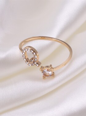 极速A-Z Letter Gold Color Metal AdjusHtable Opening Rings Fo