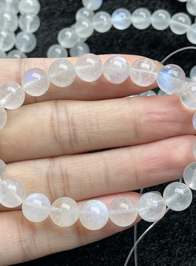 极速斯里兰卡天k然冰种蓝月光石水晶手链手串女款奶油体饰品