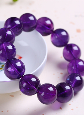 极速紫水晶手链单圈 紫s罗兰色深紫水晶单圈手串紫水晶饰品送女友