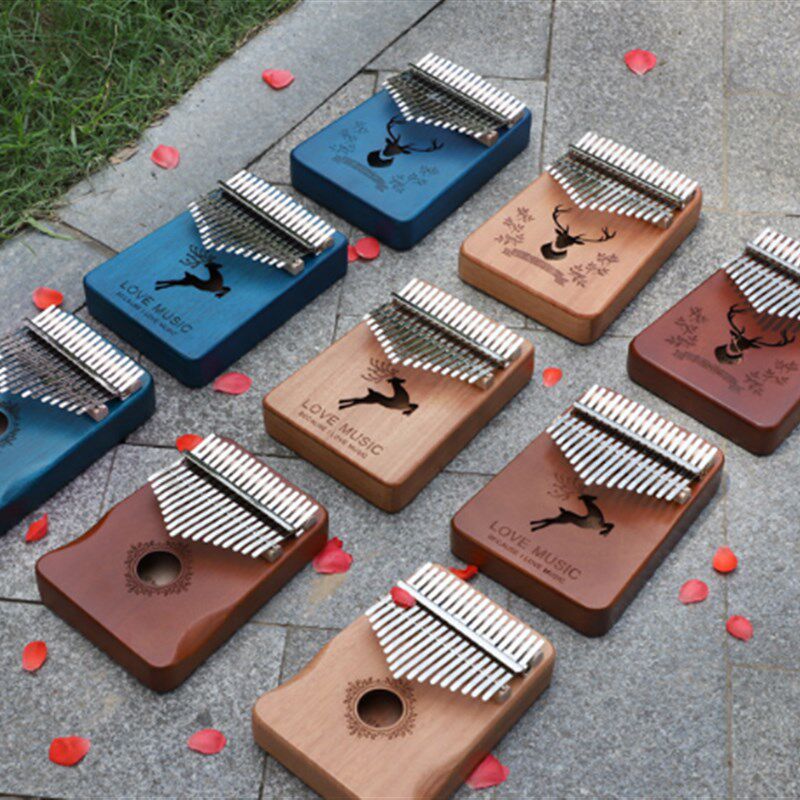 新品17 Key Kalimba Thumb Piano WoodenH Mahogany Finger music