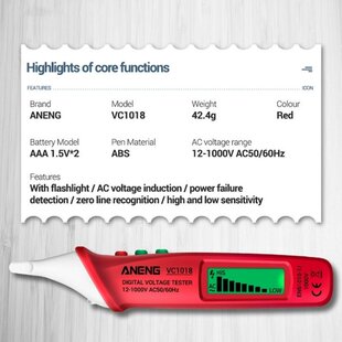 极速VC1018 Electric Tester Pen Digital Intelligent ACX Volta
