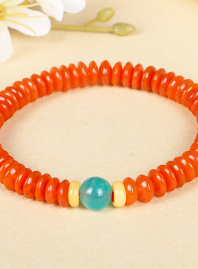 极速天然南红玛瑙隔片o飞碟算盘车轮珠黑玛瑙天河石佛珠手串女士