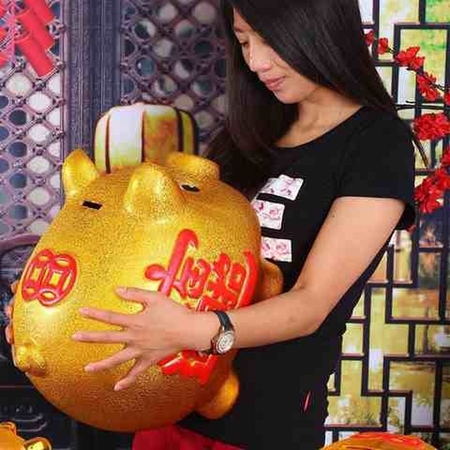 新品陶瓷金猪存钱罐只进不出超大号儿童成人Q大容量储蓄罐储钱罐
