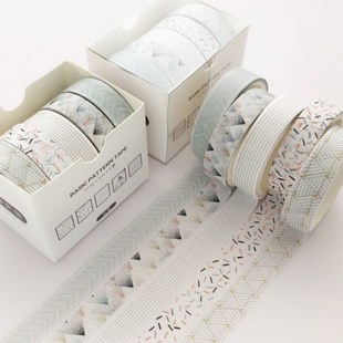 极速5Pcs/Set Grid Washi Tape Cute DecHorative Adhesive Tape