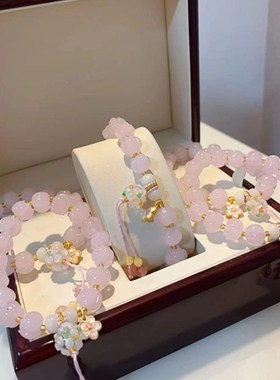 极速香积四同款 糯冰粉莲花琉u璃手串 搭配琉璃球滴油梅花 TY1277