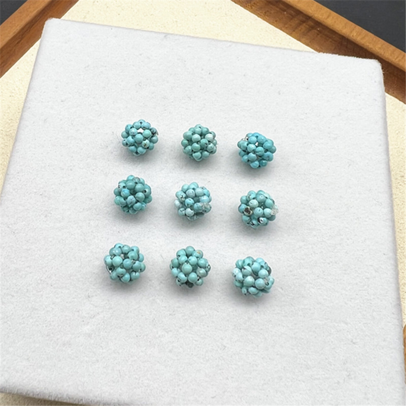 极速天然绿松石编织花球通孔配件 DIY手链 约7mmX LH267