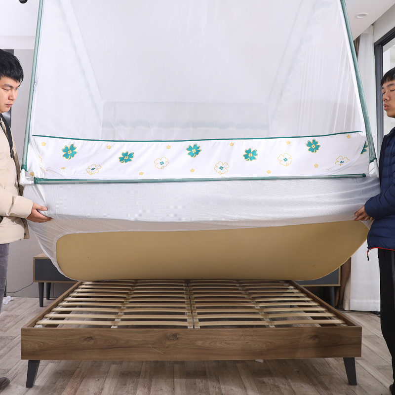 极速新款防摔儿童坐床式蚊帐床笠回底家用1.K8m2米三开门1.5蒙古