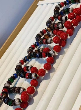 极速雍和公同款 古法香灰琉璃手串 点缀五J颗朱砂回纹珠 TY1095