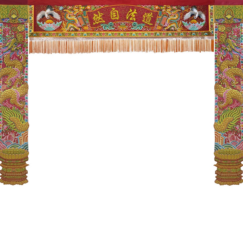 极速庄严品潮绣可定制一门t两柱三门四柱盘金横彩横幅手工凸龙龙