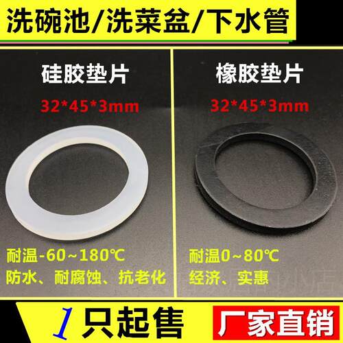 新品。矽胶垫片/橡胶平垫/洗菜盆洗A碗池排水管密封垫圈 1.5寸 32