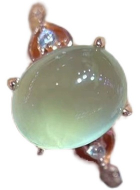 极速天然葡萄石g蛋面戒指 存在冰裂女款白铜镀玫瑰金活口 Y1721