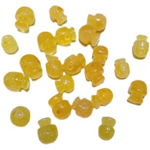 LH129 9mm 极速天然蜜蜡蘑菇上下通u孔配件 约11