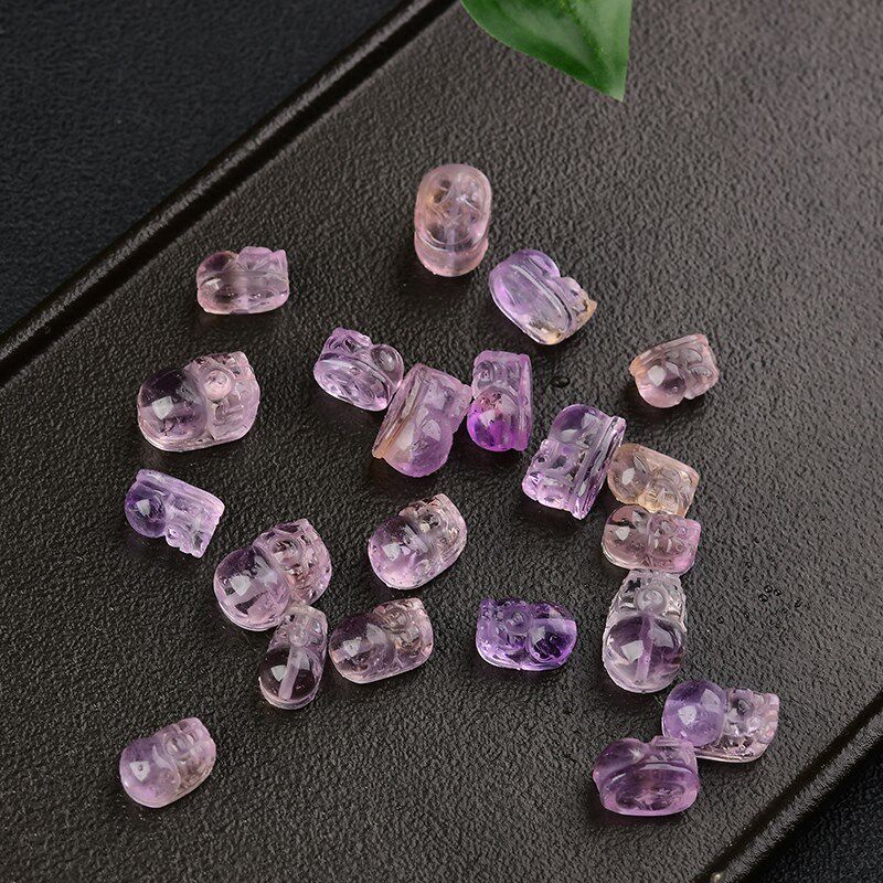 极速天然紫黄晶小貔貅通孔u配件 DIY水晶项链手串 ZM52