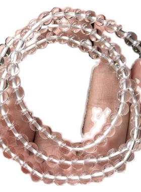 极速天然白水晶圆珠q三圈手链 价格很低但很正宗 特价包邮