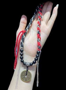 极速降真香山鬼铜钱吊坠项链 手L工棉绳 CF211