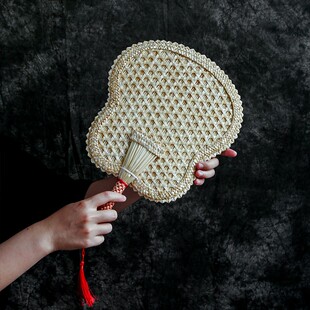 极速外婆家的纳凉扇老式手u工编织蒲扇大小麦秸扇子夏季古风婴儿