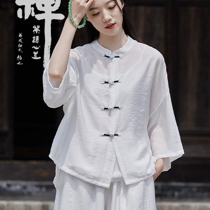 新品居士服女士年轻款q夏季薄外套中式佛系禅意女装寺庙修行疗愈