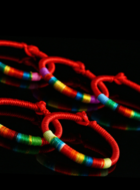 极速端午节红色手绳民族s风端午节小礼物金刚结五彩绳手链手绳粗